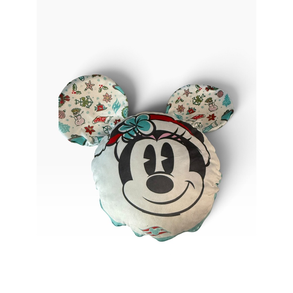 Disney Cruise Line Holiday Mickey Minnie Mouse Reversible Plush Travel Pillow